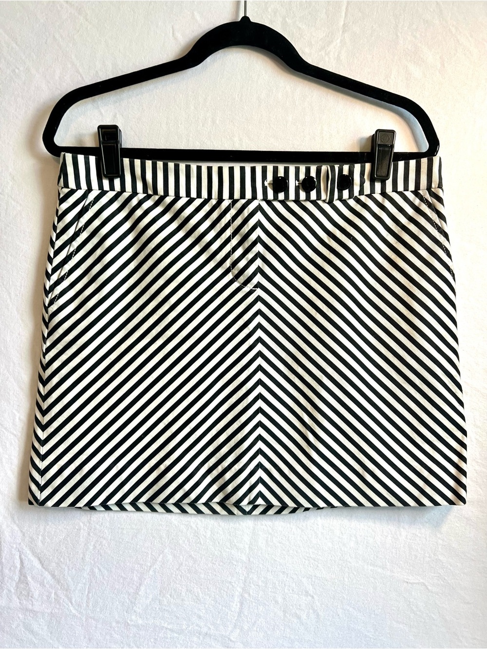 J. Crew Black & White Striped Mini Skirt 10